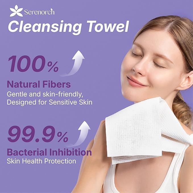 Disposable Face Towels (200 Count) – XL 10"x12" Ultra Thick Facial Cleansing Cloths – Soft Biodegradable Dry Wipes for Sensitive Skin – Lint-Free Makeup Remover Towelettes for Daily Skincare