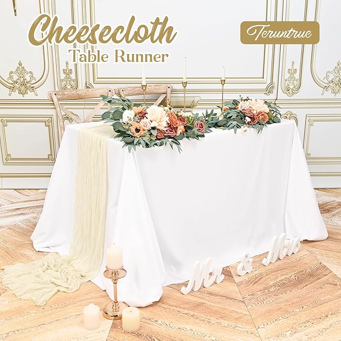 20 Pack Ivory Table Runner 10FT Long Cheesecloth Table Runner Cheese Cloth Gauze for Wedding Party Birthday Decoration-Ivory