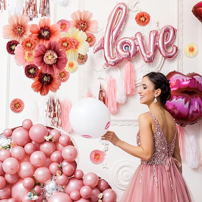 Crowye 12 Pcs Large Colorful Tissue Paper Flowers Decorations Giant Fiesta Craft Crepe Paper Flowers for Wall Decor Backdrop Mexican Wedding Birthday Carnival Party (10'' 20'',Vintage Color)