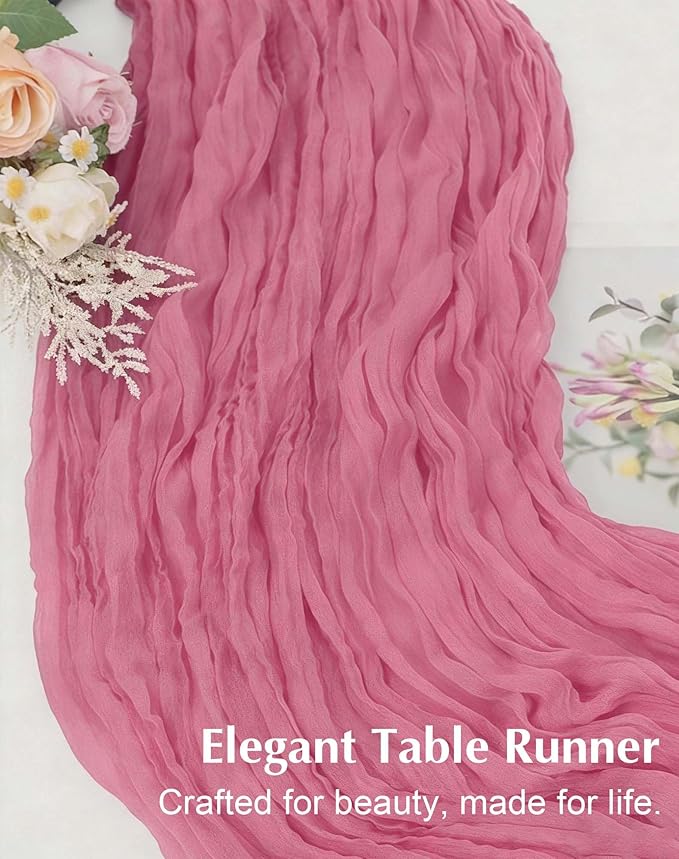 Mauve Cheesecloth Table Runner 21x120 Inch Gauze Table Runners Reusable Polyester 10ft Boho Rustic Cheese Cloth Table Runner for Wedding Party Baby Shower Birthday