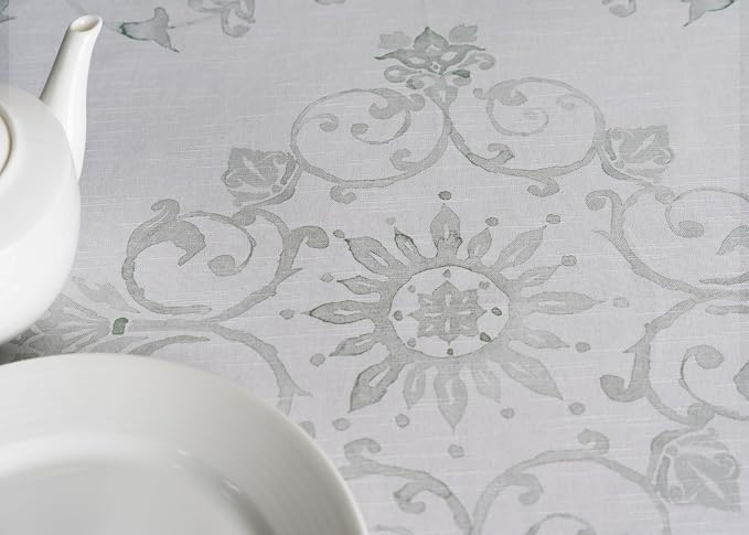 Maison d' Hermine Table Cloth Round Table 100% Cotton 63 Round Inches Tablecloth Reusable Decorative for Dining Kitchen Room Farmhouse Party Home Hotel Restaurant Spring Summer - Cedrat