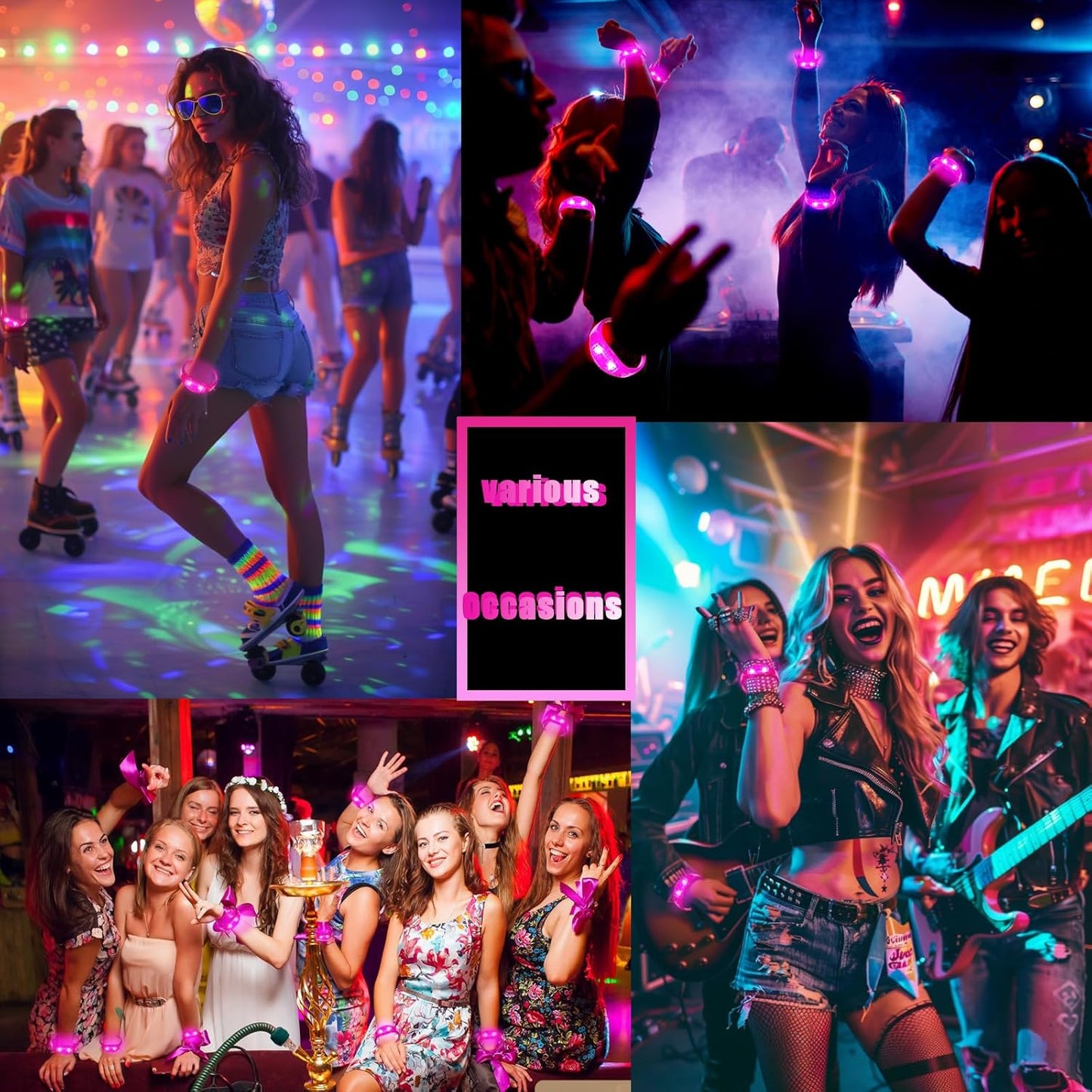 100 Pcs LED Bracelets Sound Activated with Flashing LED Strobe Music Control Light Up Bracelets for Rave, Game Prizes, Birthday Party Favor,Valentine's Day gift