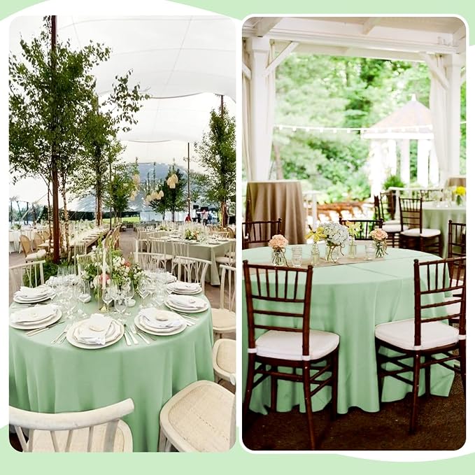 Pesonlook 10 Pack 120 Inch Sage Geen Round Table Cloths, Premium Polyester Round Tablecloth Wrinkle Resistant Washable Table Cover for Wedding, Party, Dining,Banquet,Buffet