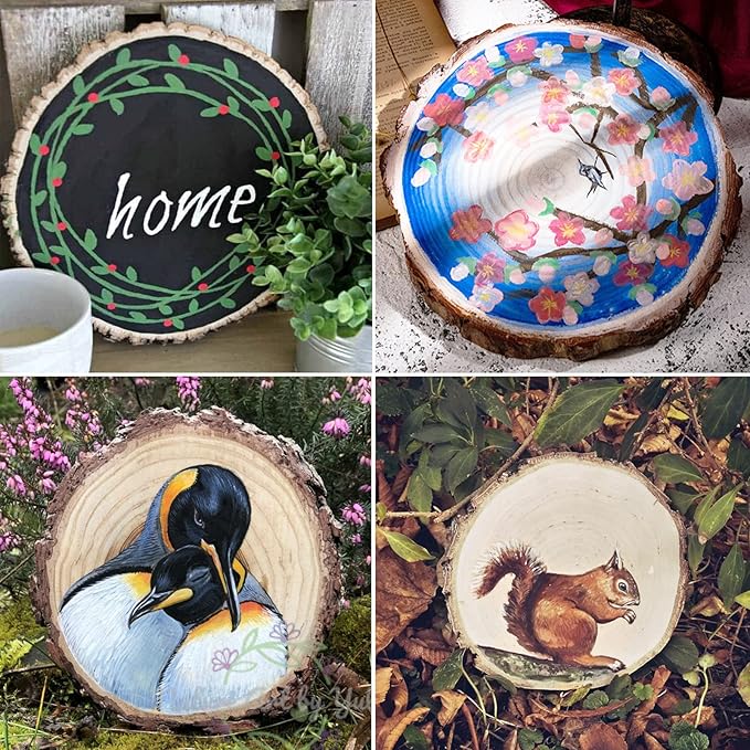 ZYNERY 3 Pcs Wood Slices for Centerpieces 13-15 Inches, Unfinished Wood Rounds Rustic Decor, Natural Large Wooden Circles Centerpieces for Tables, DIY Wedding Decoration Wood Pieces for Painting