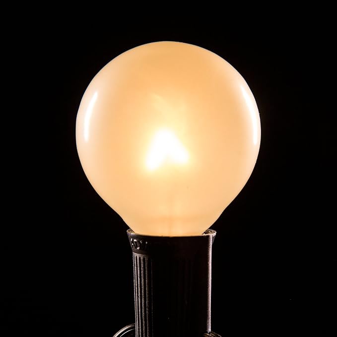 Hometown Evolution, Inc. (Box of 25) G50 White Satin Pearl 2 Inch 7 Watt C7 (E12) 3/8" Base Replacement Bulbs