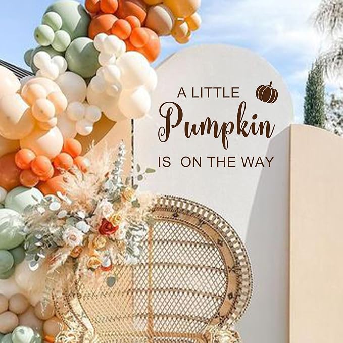 A Little Pumpkin is On The Way Baby Shower Decal | Little Pumpkin Baby Shower Decorations Decal, Fall Theme Gender Reveal Decor Sign Sticker for Party, Backdrop, Balloon Arch