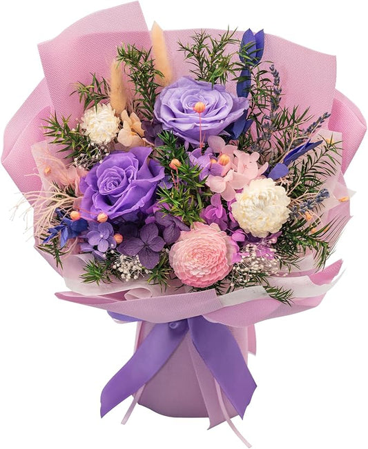 Forever Flower Gifts for Her: Romantic Flowers for Graduation-Daughter Girlfriend Wife Mom Grandma-Preserved Rose Bouquets-Flowers for Delivery Prime on Birthday Anniversary Valentines (Lilac)