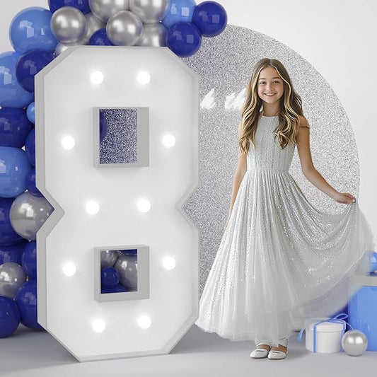JoyMuse 4FT Marquee Numbers 8, Large Light Up Numbers 8 for 80th Birthday Decorations Cool White Light Number 8 for Anniversary Birthday Party Decor