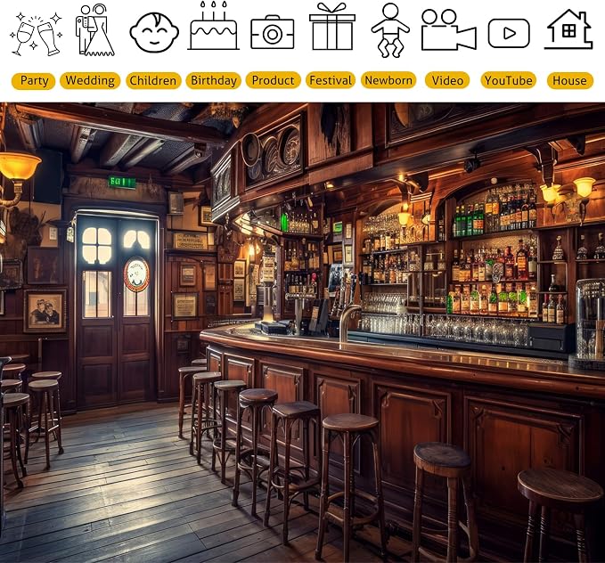6x4ft Western Saloon Backdrop Vintage Retro Bar Background Rustic Brown Wooden House Western Tavern Cowboy Backdrop Wild West Theme Wedding Photo Studio Retro Style Birthday Party Supplies