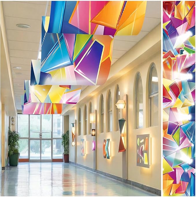 Feifeiya 3 Pcs 36 ft Illumination Station Ceiling Decorations 2026 Glow VBS Decorations Colorful Disco Party Decoration for Church Vacation Bible School Christian Party Decoration