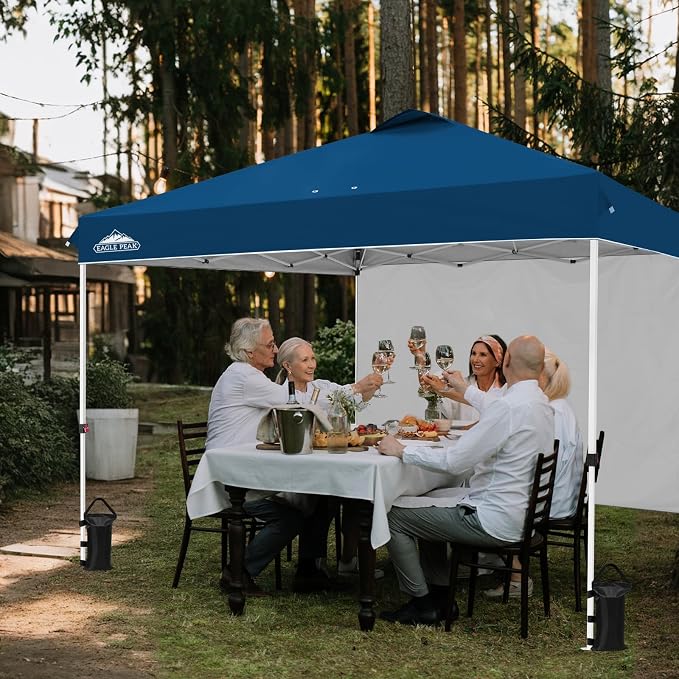 EAGLE PEAK Commercial Canopy 12x12 Pop Up Canopy Tent with 1 Sidewall, Easy Setup Heavy Duty Instant Event Shelter for Vendors & Markets, Outdoor Sun Shade, Dark Blue