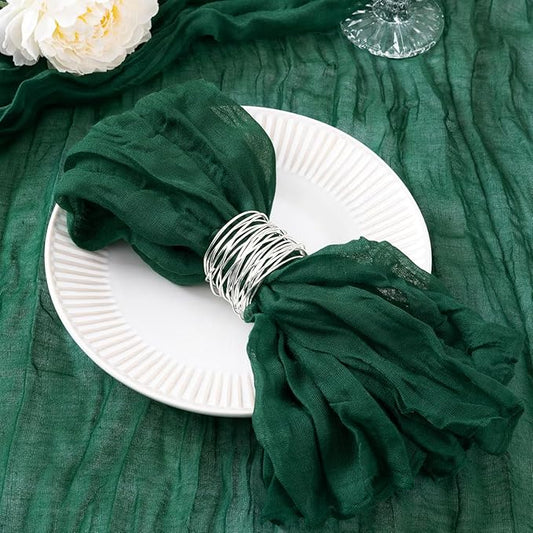 DeZerlor 20 Pack Emerald Green Cheesecloth Napkins Spring Cloth Napkins Set of 20 Dinner Napkins Bulk 21x21 Inches for Wedding Bridal Shower Baby Shower Parties