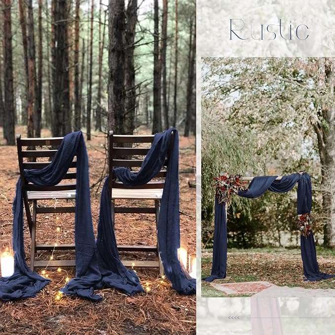 20 Pack Navy Blue Table Runners 10Ft Cheesecloth Table Runner Boho Gauze Cheese Cloth Table Runner Romantic Long Sheer Fabric Table Runners for Wedding Party Bridal Shower