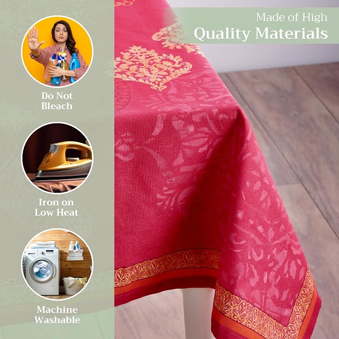 Maison d' Hermine Table Cloth Rectangle Table 100% Cotton 60 x 120 Inches Fall Tablecloth Reusable Everyday Use for Thanksgiving Christmas Decorations Dining Farmhouse Party (Versailles)