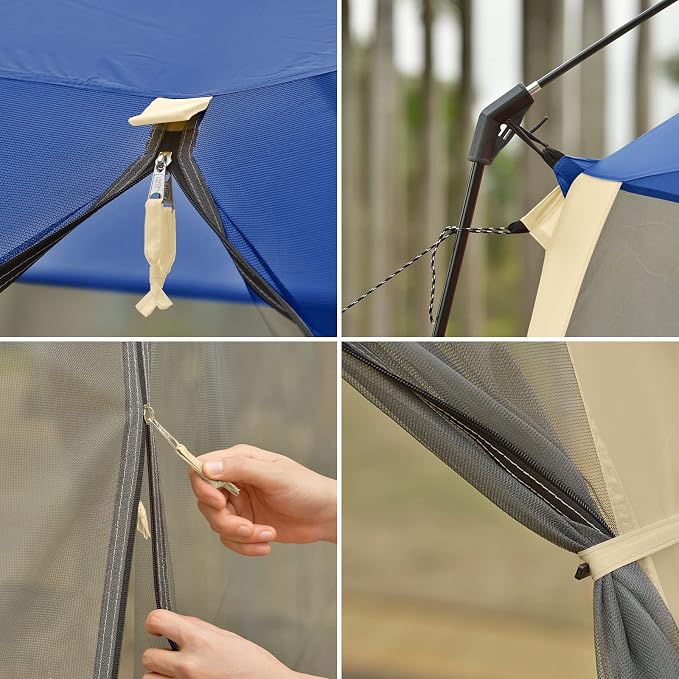 CAMPROS CP Screen House Room 12x12 Ft Mesh Net Tent Canopy Shelter Gazebo for Patios Outdoor Camping Activities - Navy, 12x12FT Blue, CP-1212S-NY