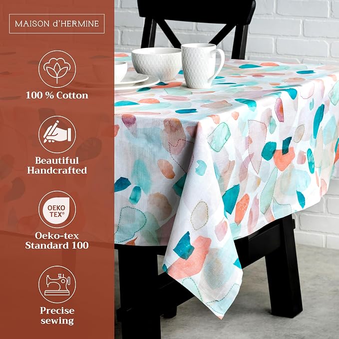 Maison d' Hermine Table Cloth Rectangle Table 100% Cotton 54 x 72 Inches Tablecloth Reusable Decorative for Dining Kitchen Room Farmhouse Party Home Hotel Restaurant Spring Summer - Summer Picnic