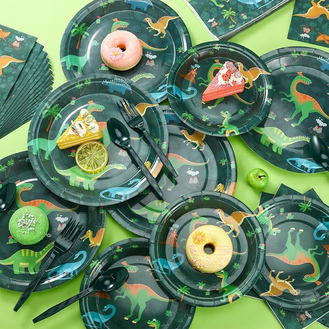 Yingzhao 240 Pcs Three Rex Birthday Decorations Boy Party Set, 3 Rex Birthday Decorations Boys, Serves 40 Guests, for Dinosaur Theme 3rd Party Supplies