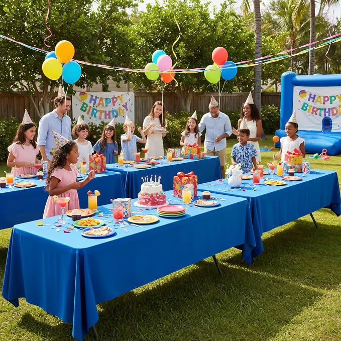 8 Pack Royal Blue Table Cloth 60x102 Inch Rectangle Tablecloths for 6 Foot Rectangle Tables, Wrinkle Resistant Washable Polyester Fabric Rectangular Table Cover for Dining Banquet Wedding Party