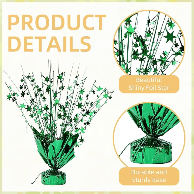 12 Pack Green Metallic Foil Spray Centerpiece Star Table Decoration Burst Table Centerpieces for Birthday New Year Wedding Anniversary Graduation Party Supply (Green)