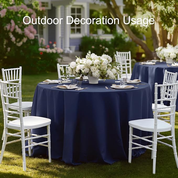 joybest 6 Pack Round Tablecloths 90 Inch Polyester Table Cloth for 30-60 Inch Tables, Stain and Wrinkle Resistant Washable Fabric Table Cover for Wedding, Party, Reception, Banquet, Navy Blue