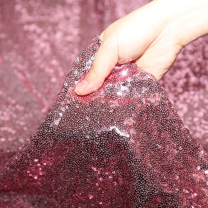 Poise3EHome Fuchsia Pink Sequin Tablecloth 50×50 Inch Square Sparkly Fabric Table Cover Overlay for Valentine Birthday Wedding Party Holiday Baby Shower Decoration