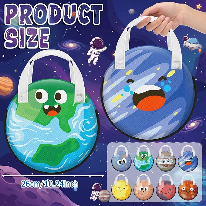 Locmeo 24 Pcs Outer Space Party Favor Bags 11 Inch Space Birthday Gift Bag Nonwoven Reusable Tote Bags with Handle for Goodie Snack Treat Outer Spaces Planet Party Supplies Birthday Gift Decoration