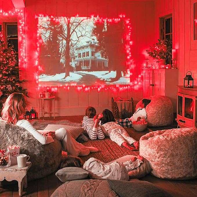 JMEXSUSS 600 LED Red Christmas Lights Outdoor, Red String Twinkle Fairy Lights Indoor Plug in, Valentines Day Lights Clear Wire for Tree Party Christmas Graduation Party Decorations