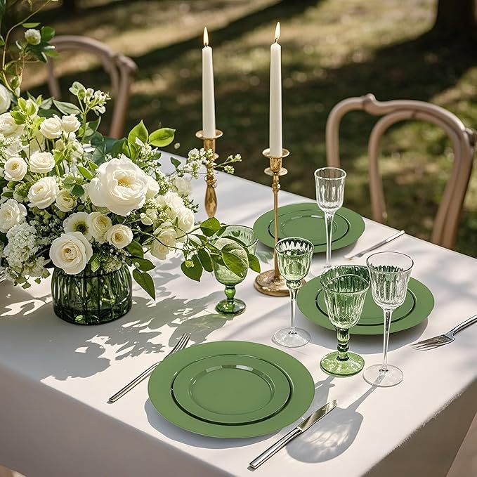 I00000 200 Pcs Green Plastic Plates, St. Patrick's Day Disposable Plates Include 100 Dinner Plate 10’’ & 100 Dessert Plate 7’’ Perfect for St Patrick's Day Party