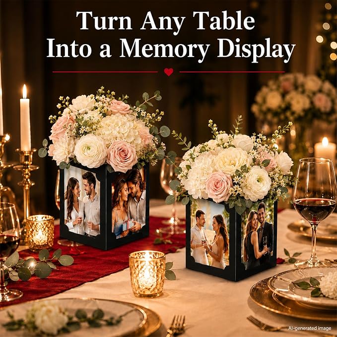 12pcs Photo Centerpieces for Tables, Picture Centerpieces for Table, 6/7 Inch Photo Display for Graduation, Wedding, Birthday, Party Table Decorations, Reusable Black Frames (Small)
