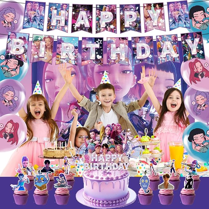 Happy birthday banner supplies decoration letter balloons pink girl's school classroom decoration, fan meeting, birthday party, etc (Style 1)