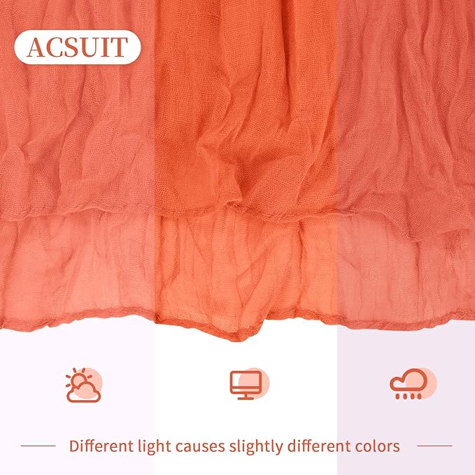 6 Pack Orange Cheesecloth Table Runner 20 x 120 inch Gauze Table Runners 10 FT Long,Semi Sheer Cheese Cloth Fabric Table Runner Bulk for Wedding,Party,Baby Shower,Bridal Shower Decoration