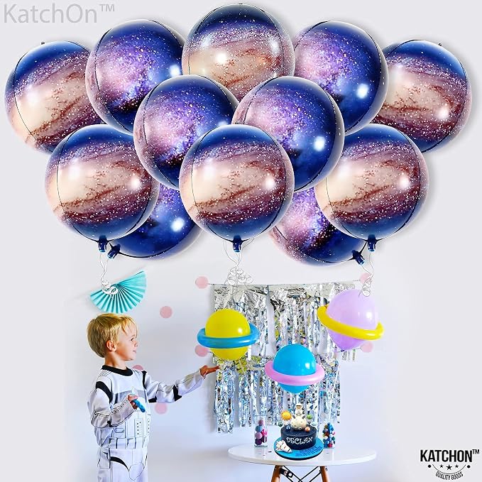 KatchOn, Galaxy Balloons for space Decorations - 22 Inch, Pack of 12 | Space Balloons for Galaxy Decorations, Birthday Decoration | Planet Balloon for Back To School Decor