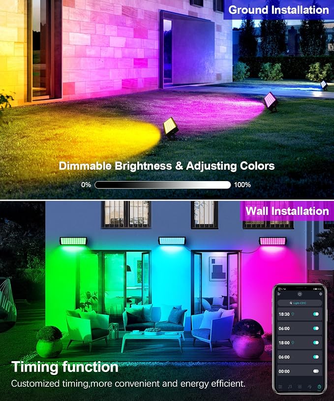 RGB Stage Light Bar, 120W 180LEDs RGBCW Smart Stage Wash Light Bar with Remote and APP Control, IP66 Waterproof RGB Color Changing DJ Light Bar for Garden Party Events Festivals Stage Lighting