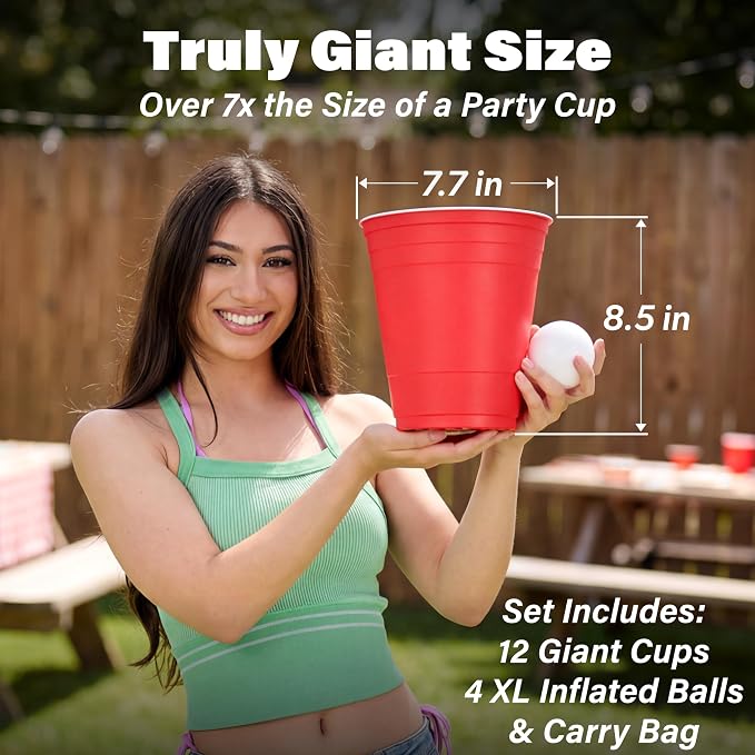 GoPong Giant Yard Pong Outdoor Game - Jumbo Sized PRO Set – Fun Beach and Lawn Party Games for Adults