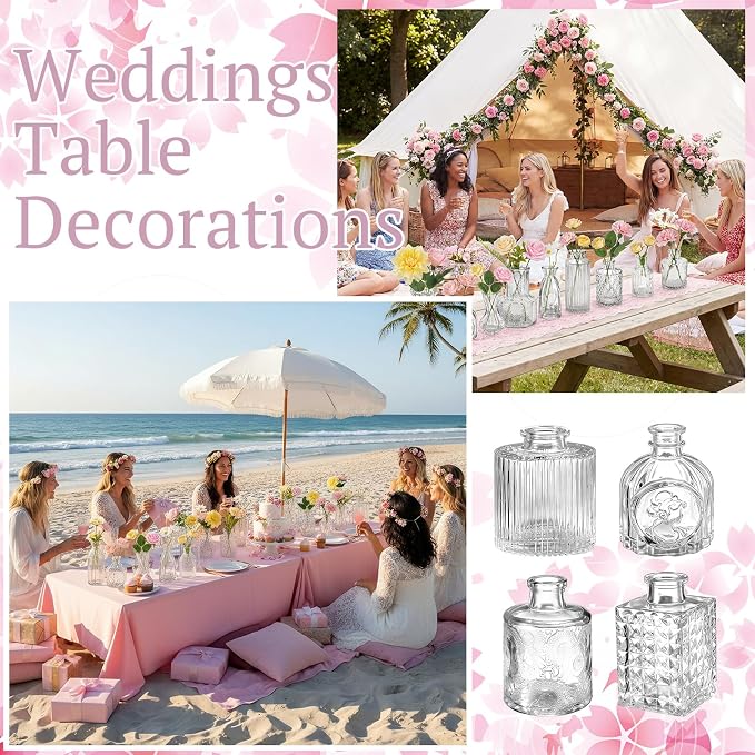 36 Pcs Artificial Flowers Table Centerpiece with Vases Colorful Wildflower Centerpieces Silk Flower Arrangement for Wedding Baby Shower Table Centerpieces Party(Warm Tone,Clear)