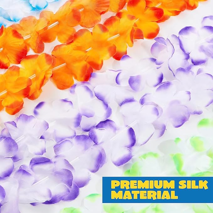 JOYIN Toy 60 Counts Hawaiian Leis Bulk, Tropical Flower Lei Hawaiian Lei Beach Hawaii Luau Party Favor Decoration Packs Party Supplies