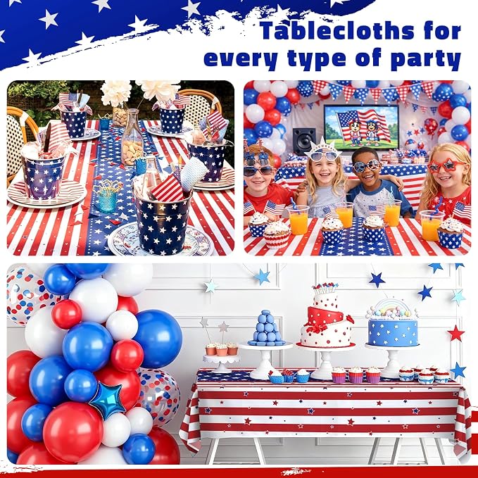 54IN X 160FT Patriotic Tablecloth for 4th of July Independence Day Decorations,Tablecloth Roll with Cutting Box,Memorial Day Decorations, Veterans Day Supplies