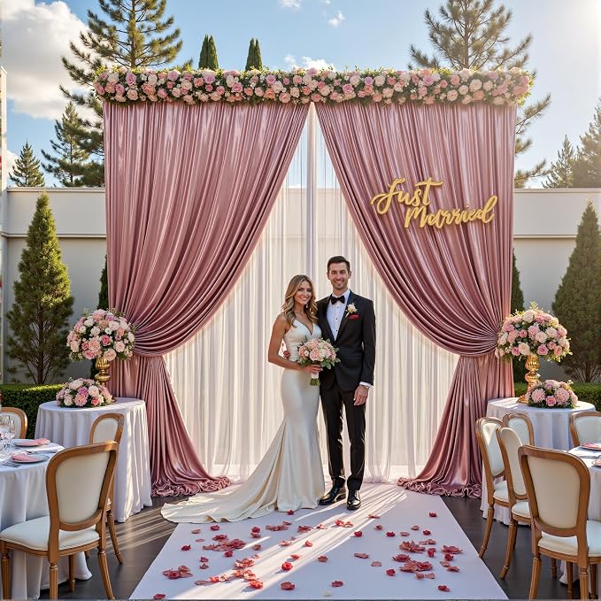 10x10 ft Wrinkle Free Rose Gold Sequin Backdrop Curtain for Parties,Thick Not Fall-Off Glitter Backdrop Drapes,2 Panels 5x10ft Shimmer Photo Back Drop Cloth for Wedding Birthday Photography Background