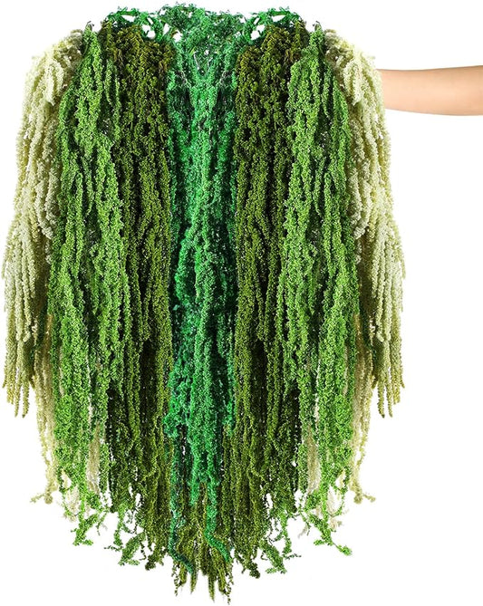Suncalla 12 Pcs Multi Green Spring Natural Dried Amaranthus Hanging Flowers Amaranthus Artificial Flowers for Wedding Arch Bouquet Floral Garland Wall Home Decoration (23 Inch)