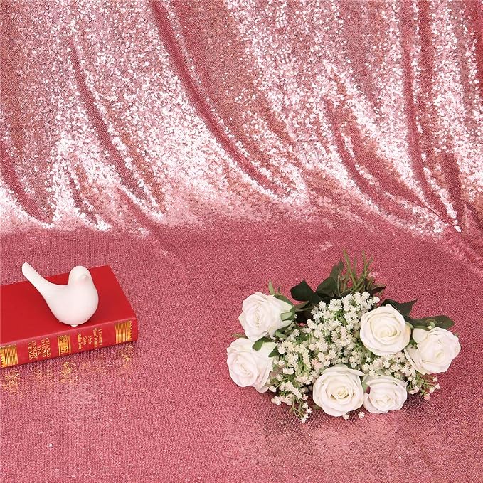 Eternal Beauty Fuchsia Pink Sequin Backdrop, 7x7 Ft Glitter Background Curtains for Mother's Day Shimmer Photography Party Wedding Birthday Back Drop Decor