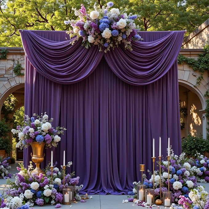 Gallety Lavender Backdrop Curtain for Wedding, Photo Backdrop Curtain for Bridal Shower Decorations - 10FT x 10FT Purple Backdrop Fabric with Rod Pockets for Celebration,Birthday,Girls' Theme Parties