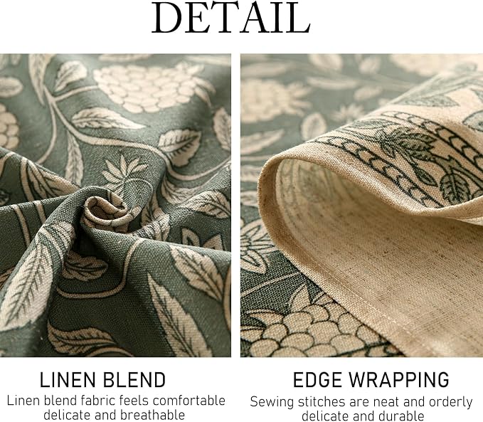 ISAENNE Designer Linen Green Square Small Tablecloth,55"x55"-Andrew A | Vintage Elegant French Beautiful Table Cloth,Floral Pattern,Heavyweight,Decor,Dining Room,Tea Party,Kitchen,Thanksgiving