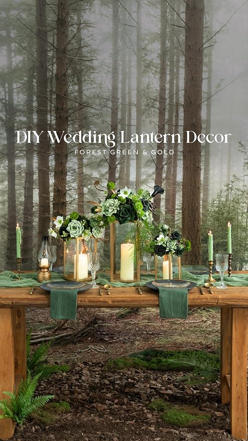 Ling's moment Artificial Flowers 25Pcs Emerald Green Roses Decor w/Stems,3" DIY Foam Floral for Wedding Bouquet/Centerpieces, Outdoors Party Backdrop, Room/Table, and Garden/Pot Decorations