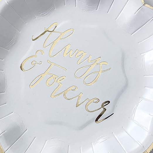 Kate Aspen Always & Forever Wedding Paper Plates and Napkins Set - 72 Piece Wedding Plates Disposable Party Tableware for 24 Guests - Bridal Shower Decorations, Engagement Party Decor
