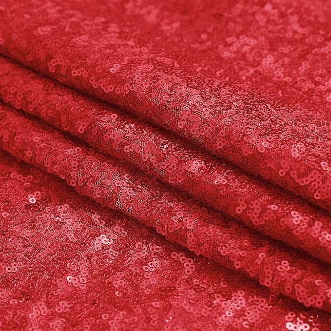 Sugargirl Red Sequin Backdrop Curtain 4 Panels 2FTx8FT Glitter Red Background Drapes Sparkle Photography Backdrop for Party Wedding Birthday Wall Decoration