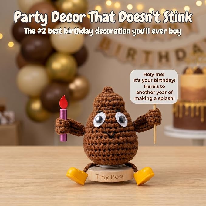 Birthday Gift for Women Men - Positive Poo Funny Crochet with 30 Hilarious Bday Cards | Cool Humor Gag Gift for Friends Coworker Sister Brother | Happy Birthday Party Decor Silly Present for Him Her