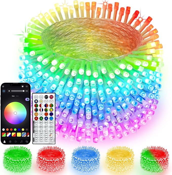 Smart Color Changing Christmas Lights with Remote & App Control, 132 FT 400 LED RGB String Light with Timer, Music Sync Multiple Modes Twinkle Christmas Tree Light Waterproof Indoor Outdoor Xmas Decor