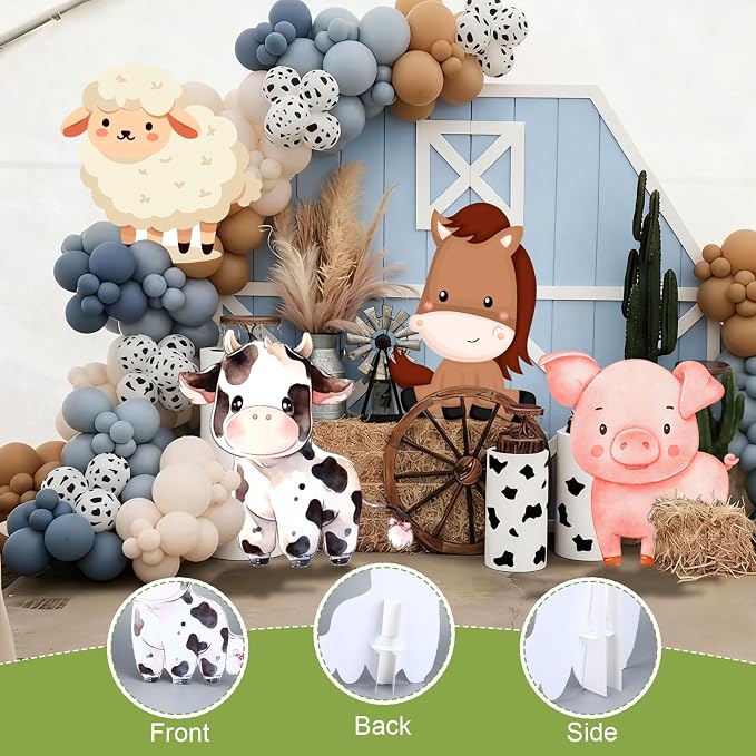 Gemscream 4 Pcs Large Farm Animals Decorations 22.4 Inch Cute Animal Cutouts Cartoon Backdrop for Farm Birthday Party Supplies Baby Shower Decorations Photo Booth Props Gifts
