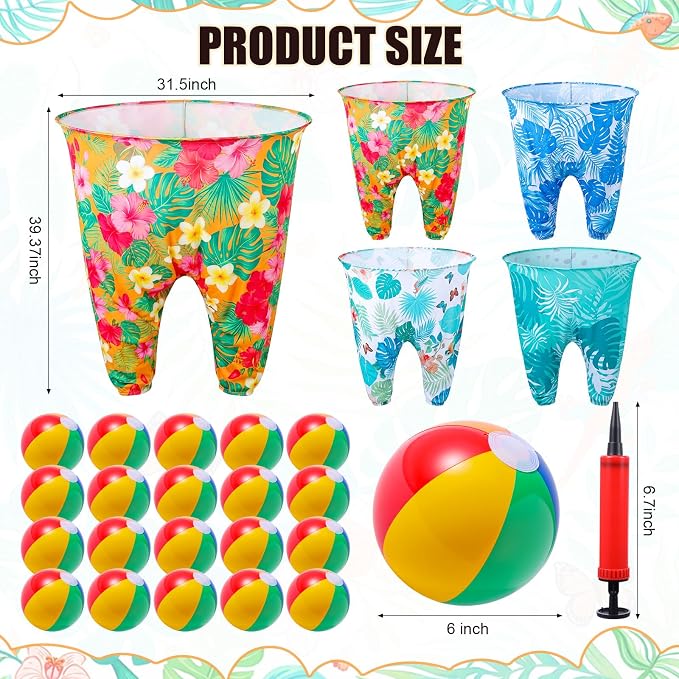 Seematn Granny Pants Yard Game Set of 4 Big Pants and 20 Balls 1 Pump, Granny Pant Outdoor Party Game for Adults Teens Group Family Reunions Backyard Tossing Fun