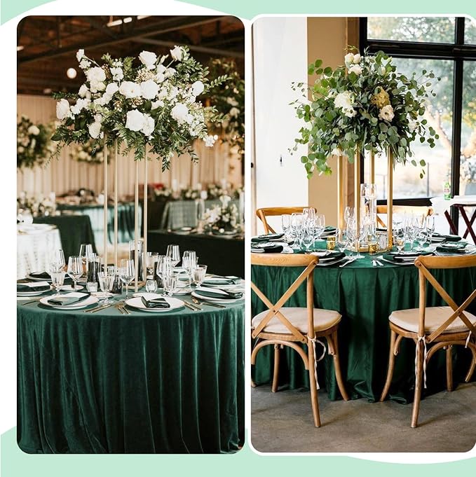 Pesonlook 8 Pack 120 Inch Hunter Green Round Table Cloths, Premium Polyester Round Tablecloth Wrinkle Resistant Washable Table Cover for Wedding, Party, Dining,Banquet,Buffet